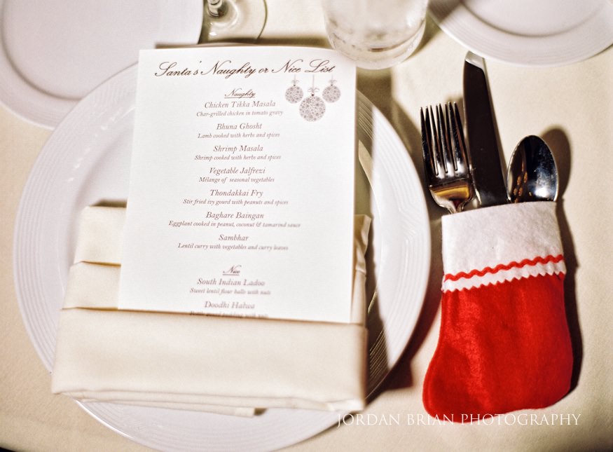 Philadelphia Downtown Marriott Christmas themed wedding reception.