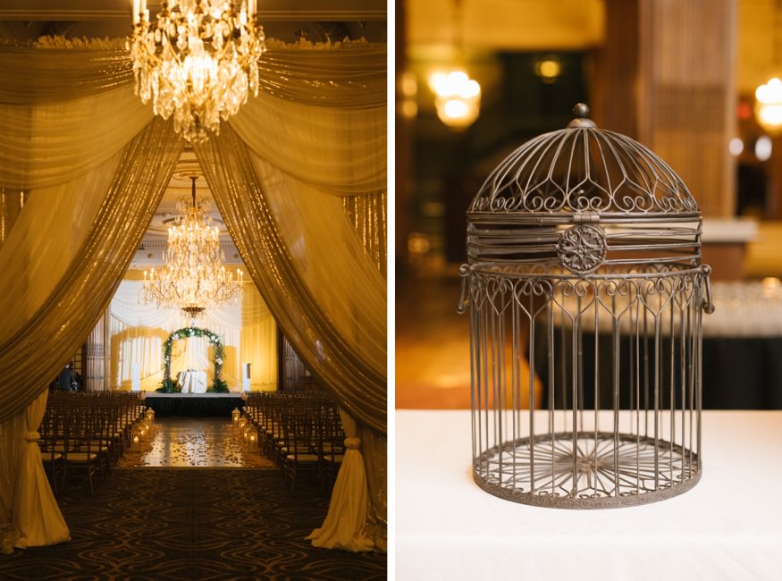 Summer wedding ceremony inside the Crystal Tea Room in Philadelphia