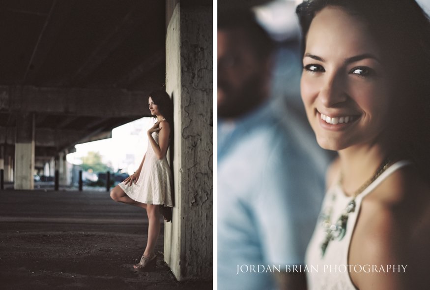 bride under overpass at philadelphia engagment