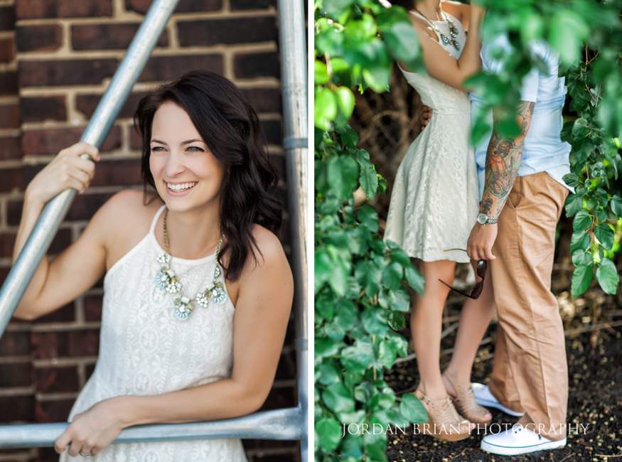 Nicole and Dan sharing a laugh at South Philadelphia engagement session