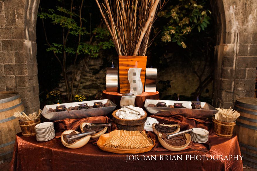 Smores bar Old Mill at Rose Valley reception