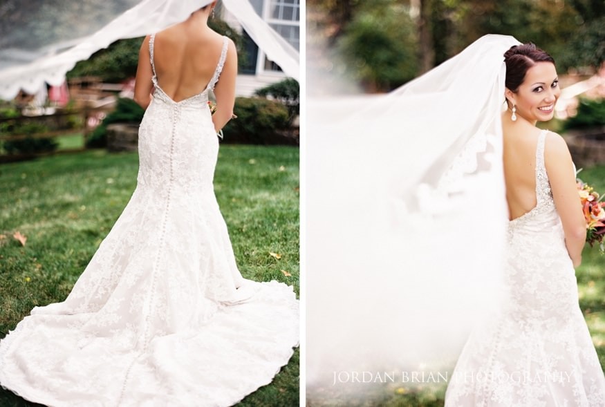 Bride portrait full length before Old Mill Rose Valley wedding
