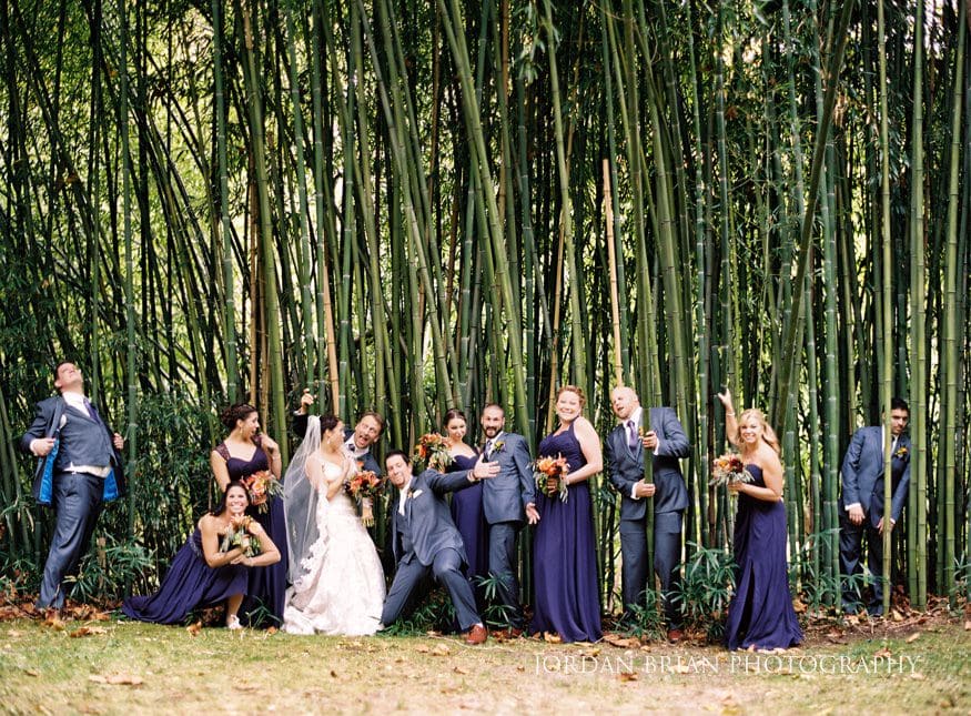 Bridal party group portrait Old Mill at Rose Valley