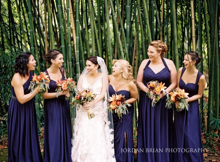 Bridesmaids posed portrait Old Mill at Rose Valley