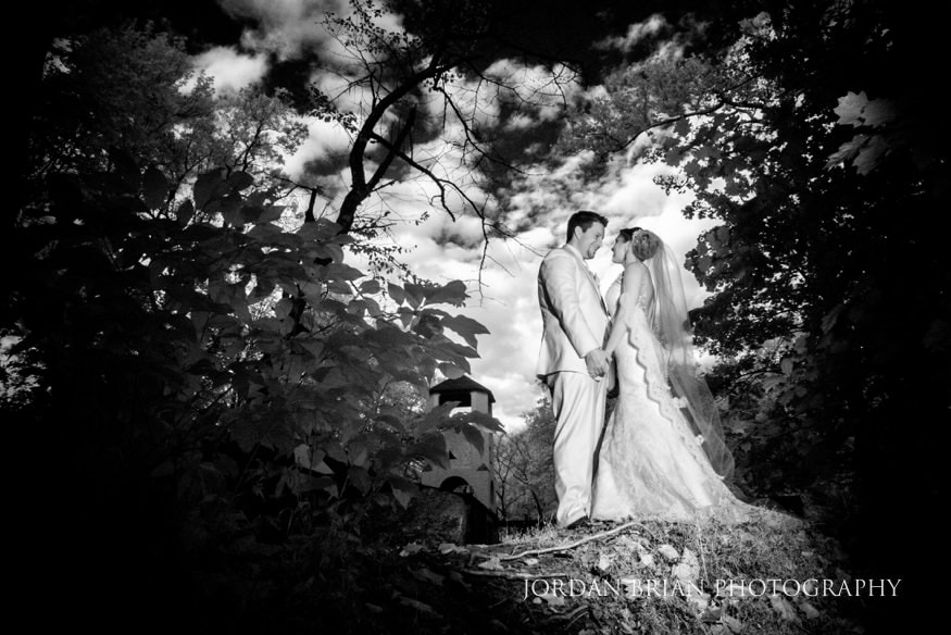 Bride and groom infrared portrait Old Mill at Rose Valley