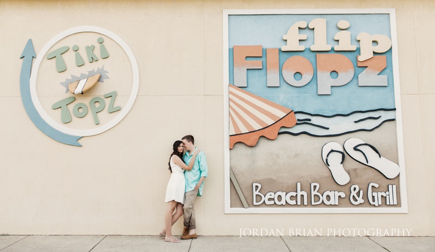 Rebecca and Mat in front of Flip Flopz bar in Wildwood, where they first met