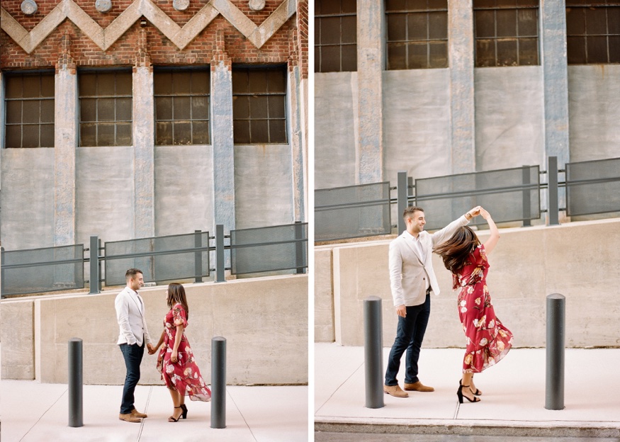 The Rail Park Philadelphia engagement session dancing.