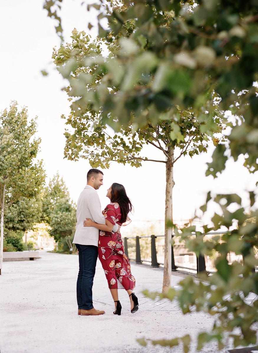 The Rail Park Philadelphia engagement session couple sharing a moment.