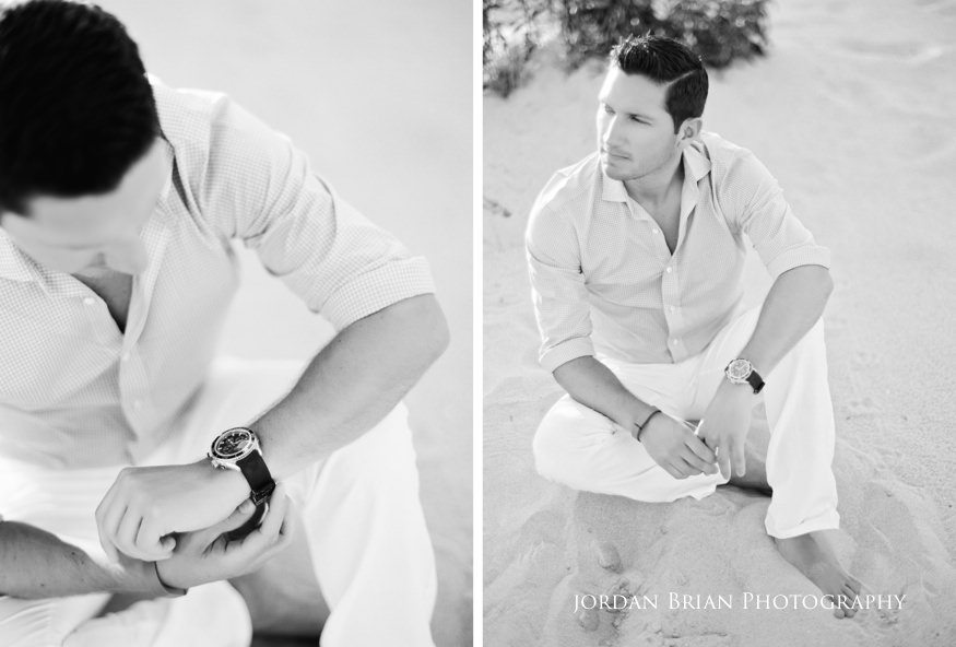 Kyle black and white film portrait on Acros 100 during LBI engagement session