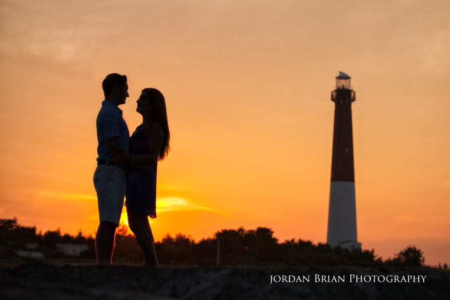 LBI engagement session couple sunset lighthouse
