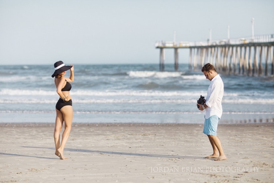 Simona and Brandon portrait transitioning to evening attire during Ventnor engagement session