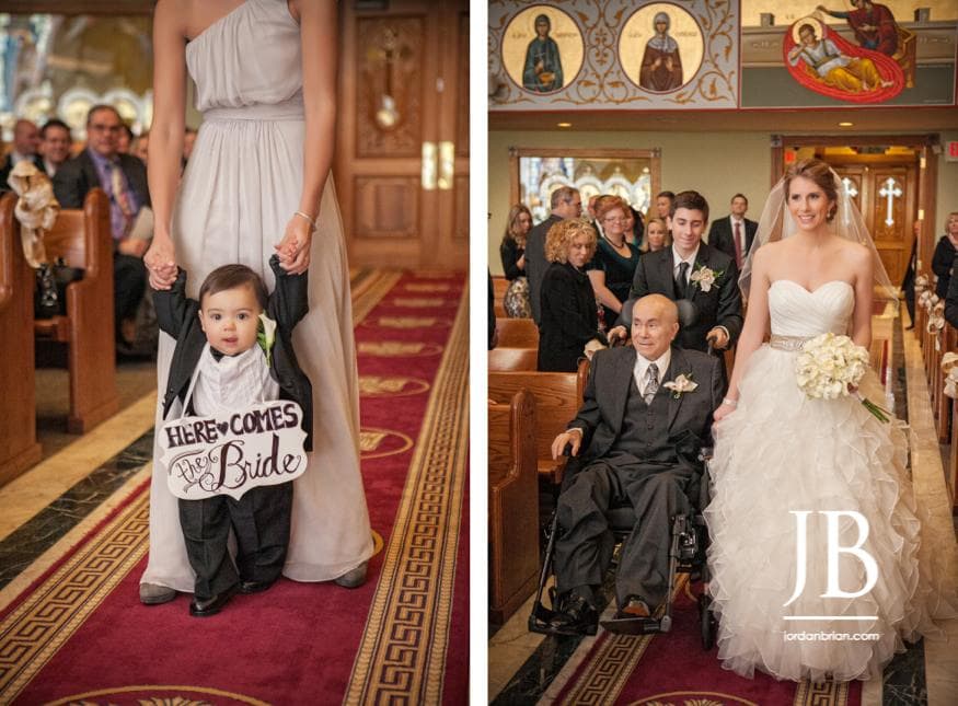 Stasia walking down the aisle at St. Barbara's Greek Orthodox Church, NJ