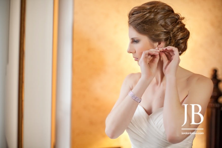 Stasia's wedding dress details and bridal accessories before the ceremony