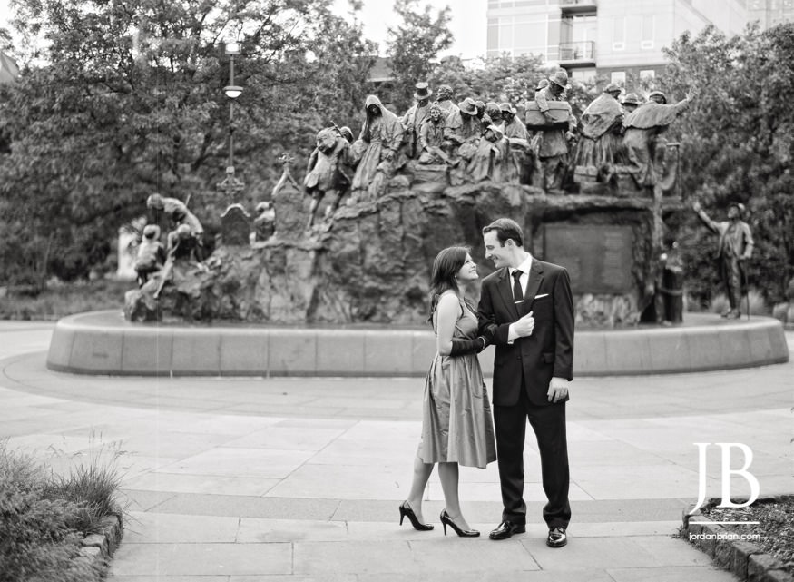 Stephanie and Rich's vintage engagement portraits at Penn's Landing