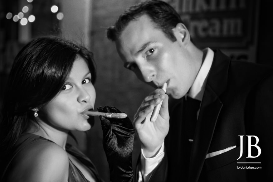 Stephanie and Rich's Philadelphia engagement session after dark