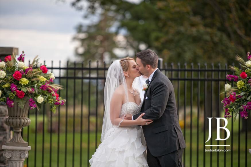 Tamara and Dustin during Skytop Lodge wedding ceremony in Pennsylvania