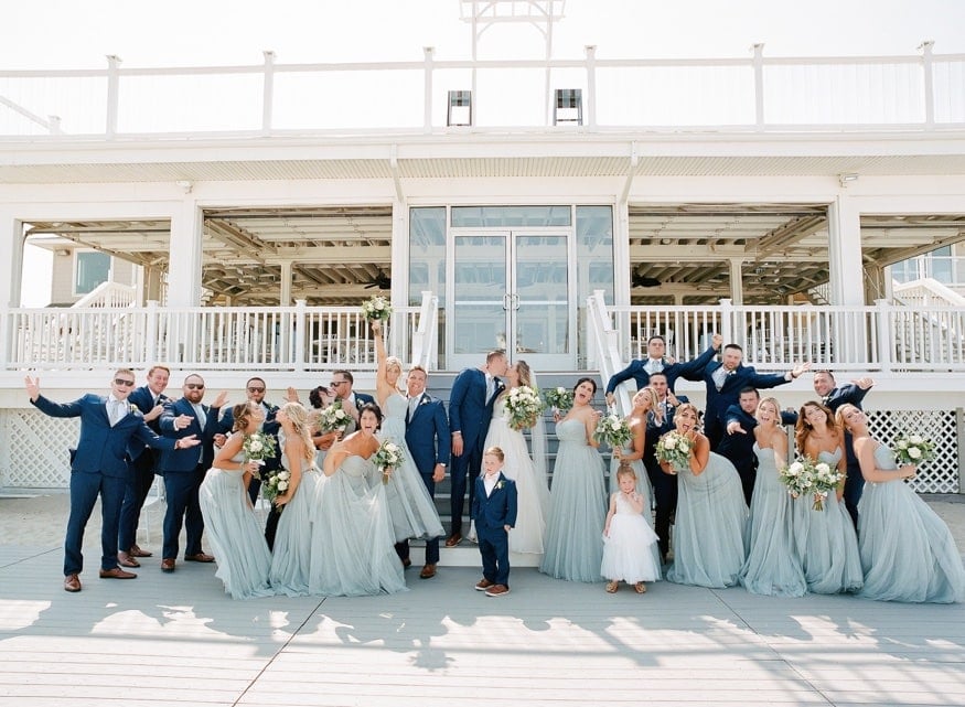 Bridal party portraits at Windows on the Water at Surfrider Beach Club.