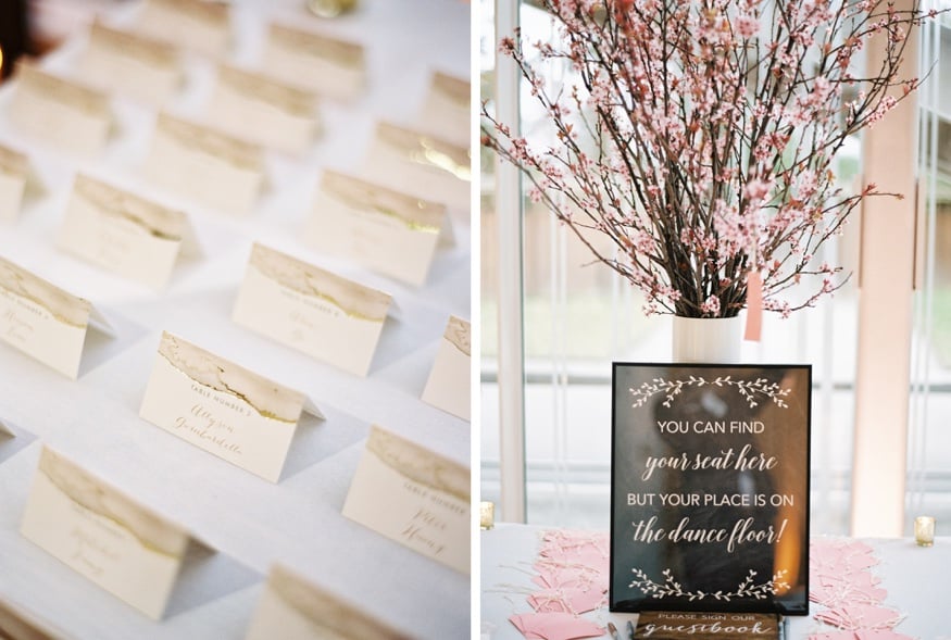 Reception details at Spring Brooklyn Botanic Garden wedding.