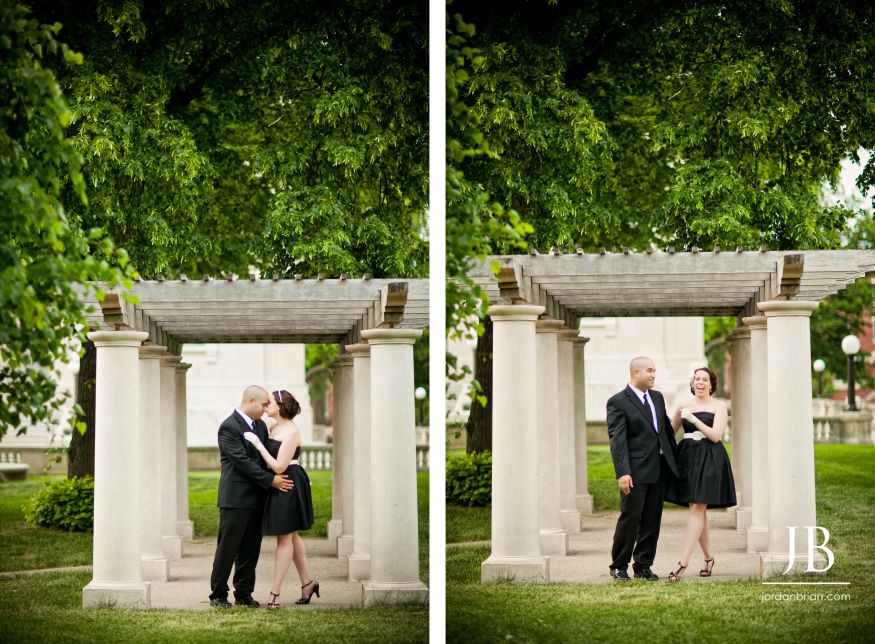 Veronica and Matt classic vintage engagement session wide panoramic portrait