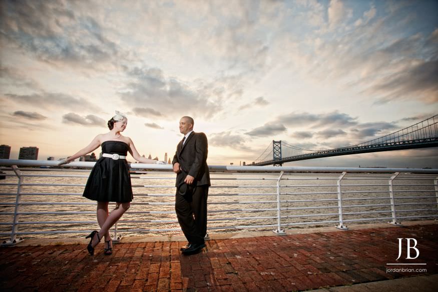 Veronica and Matt engagement session portrait before Merion wedding