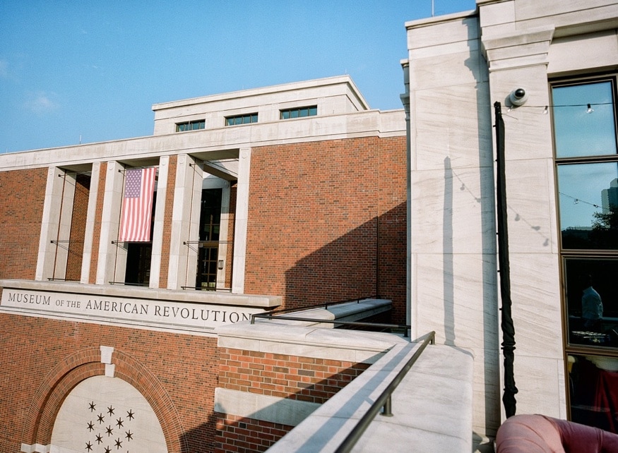 Decor by DFW Event Design for Museum of the American Revolution wedding.