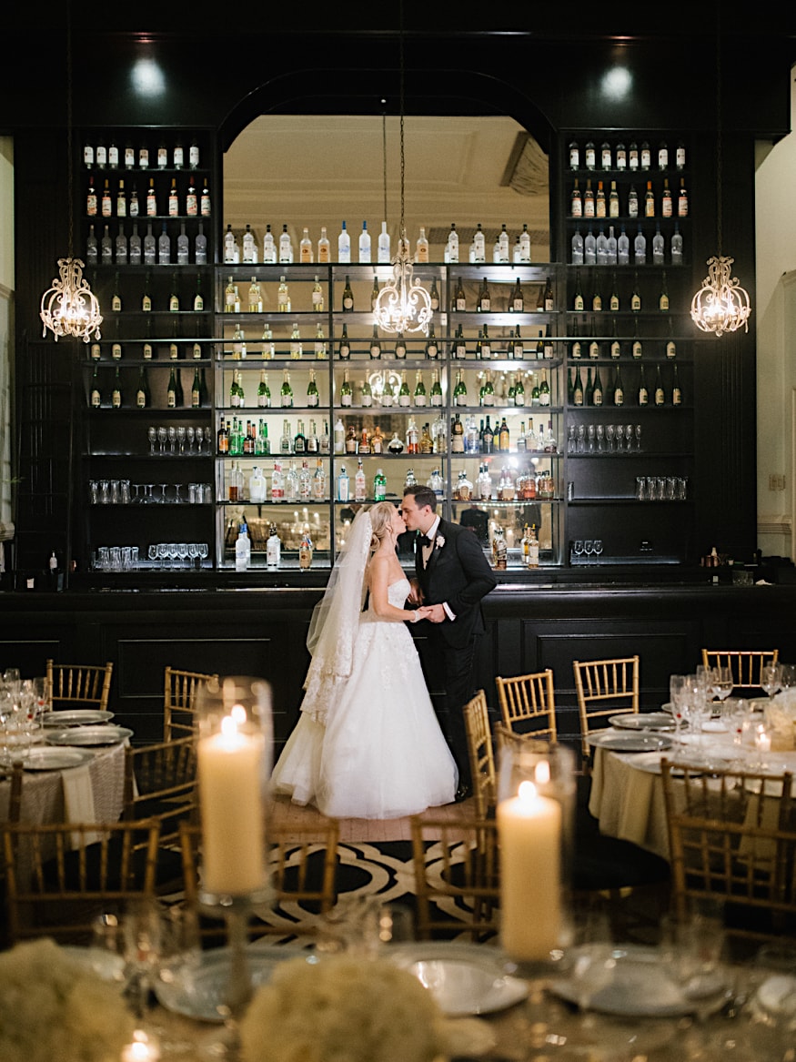 Cescaphe Ballroom Wedding couple at bar