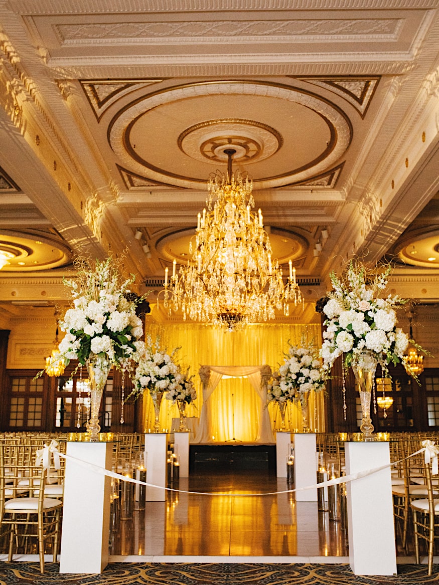 crystal tea room wedding ceremony setup