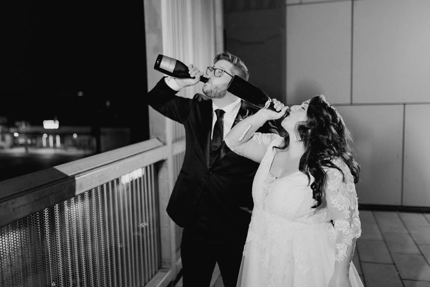 FAME MaKen Studios Philadelphia wedding reception bride and groom champagne