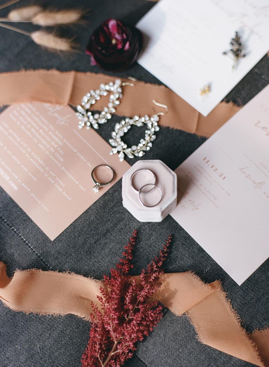 Philadelphia wedding bride prep details invitations