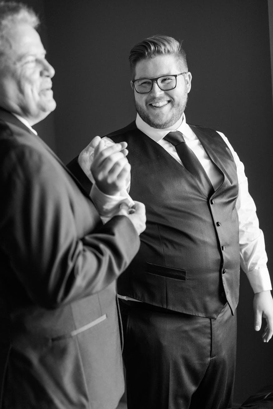 Philadelphia wedding groom prep with dad