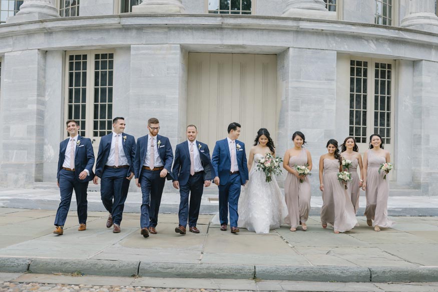 Philadelphia wedding bridal party walking