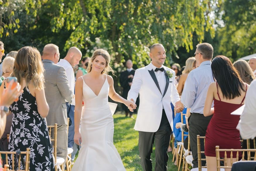 New Jersey private estate wedding ceremony walking down aisle