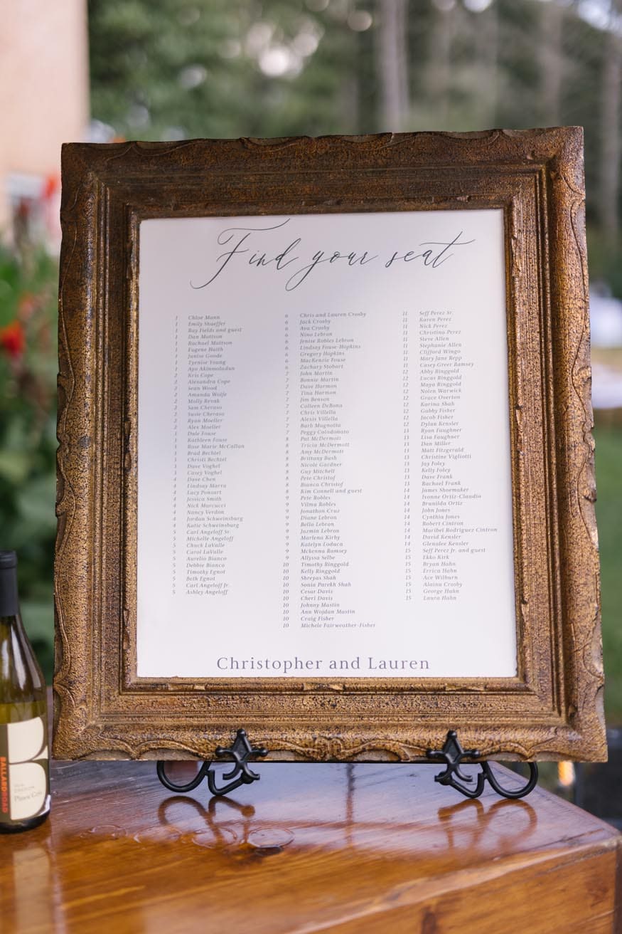 New Jersey private estate wedding reception seating details