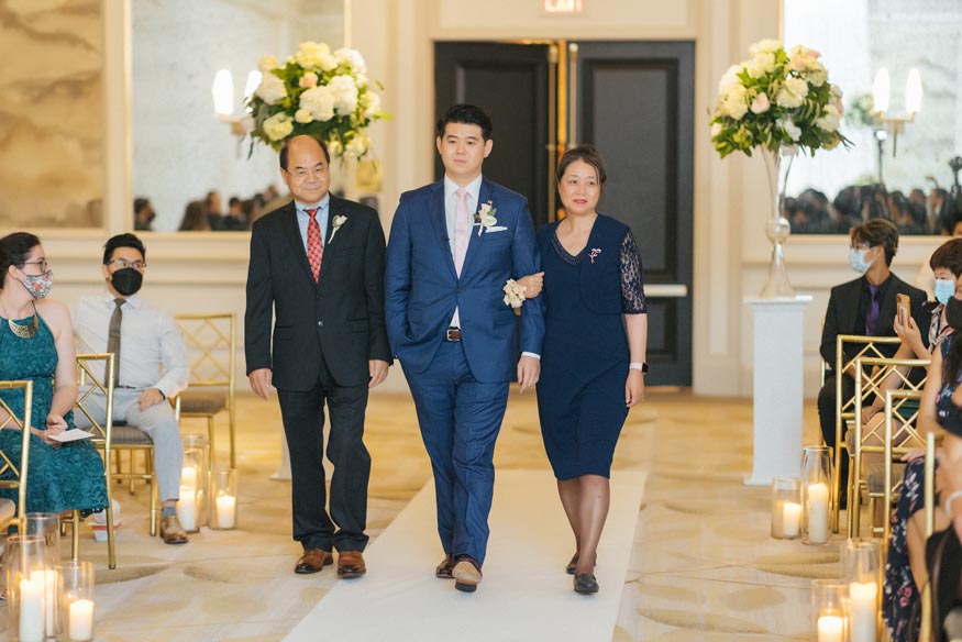 Westin Philadelphia Wedding ceremony walking down the aisle