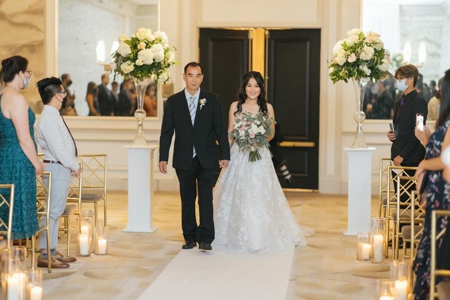 Westin Philadelphia Wedding ceremony walking down the aisle