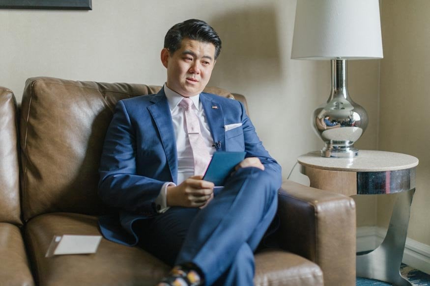 Westin Philadelphia Wedding groom reading letter
