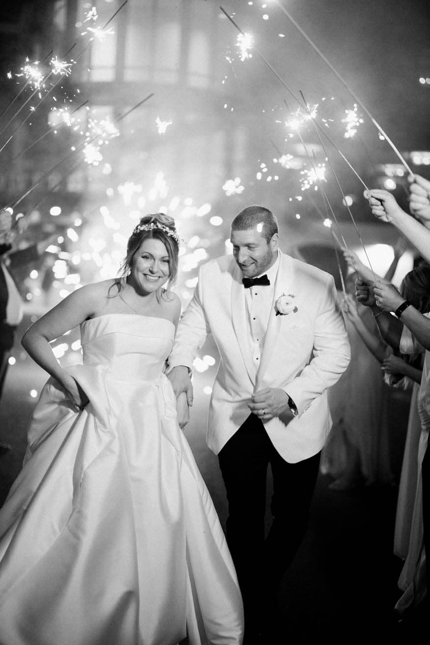 Bride Groom Running Throuhg Fireworks Lambertville Inn Wedding