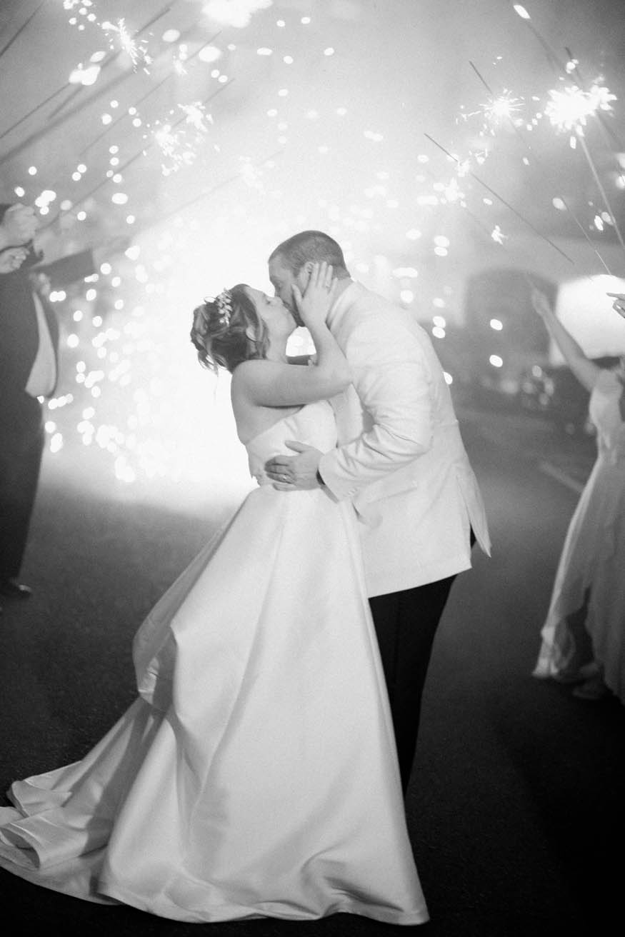 Couple kissing through sparklers Lambertville Inn NJ