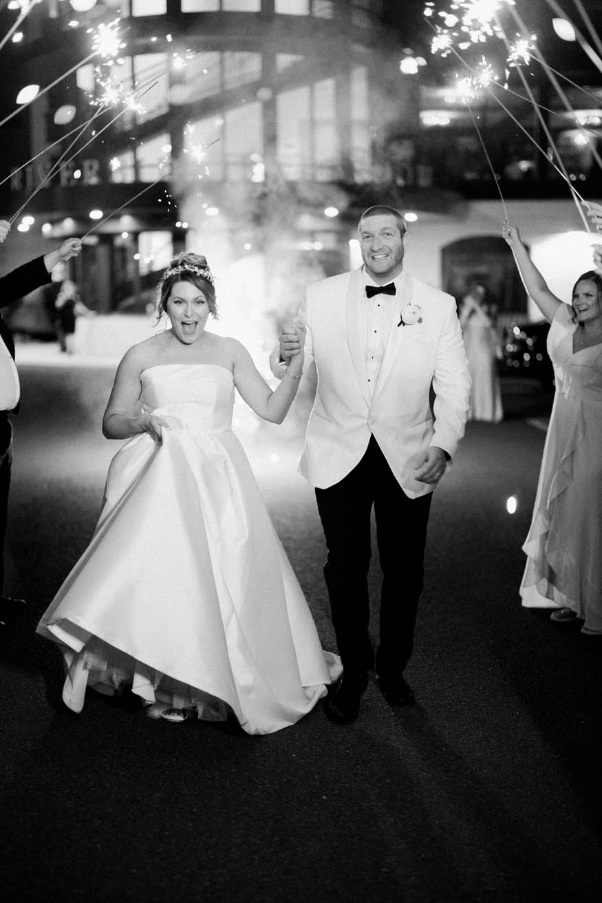 Bride and groom sparkler sendoff Lambertville Inn wedding