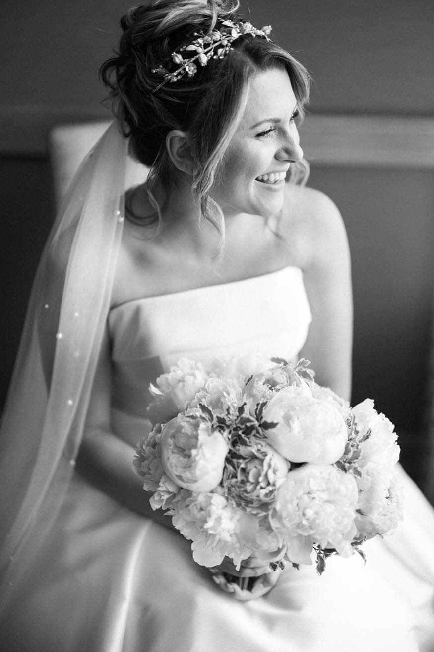 Bride bouquet portrait Lambertville Inn wedding