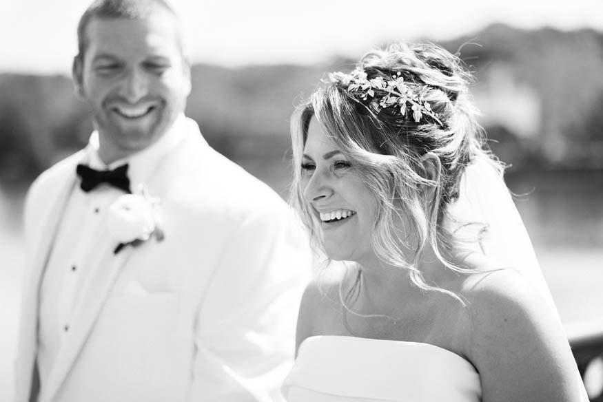 Bride and groom portrait on bridge Lambertville NJ