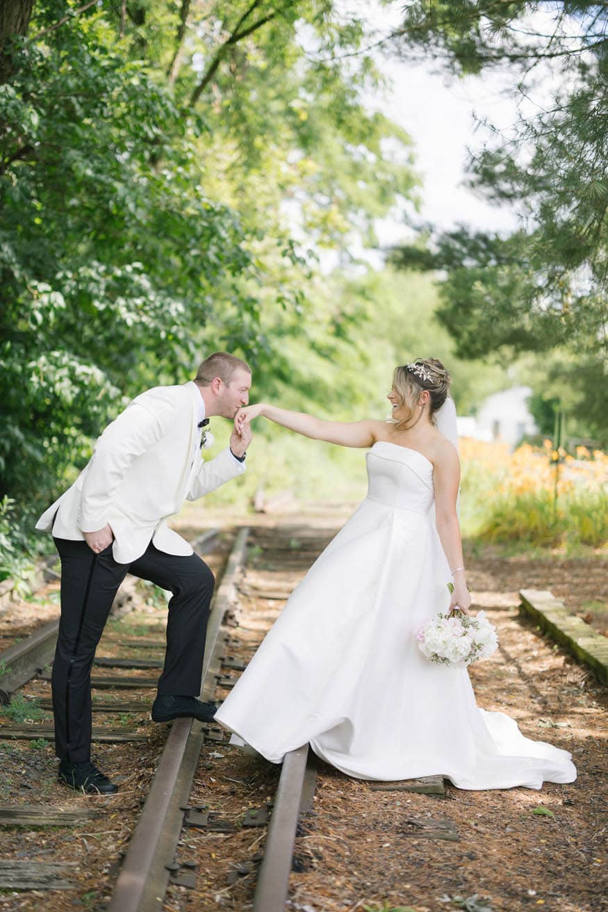 Bride Groom Portrait Traintracks Lambertville Inn Wedding