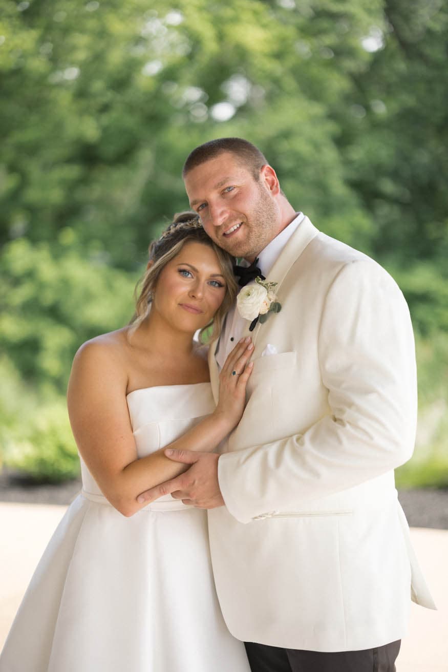 Couple portrait near train tracks Lambertville Inn