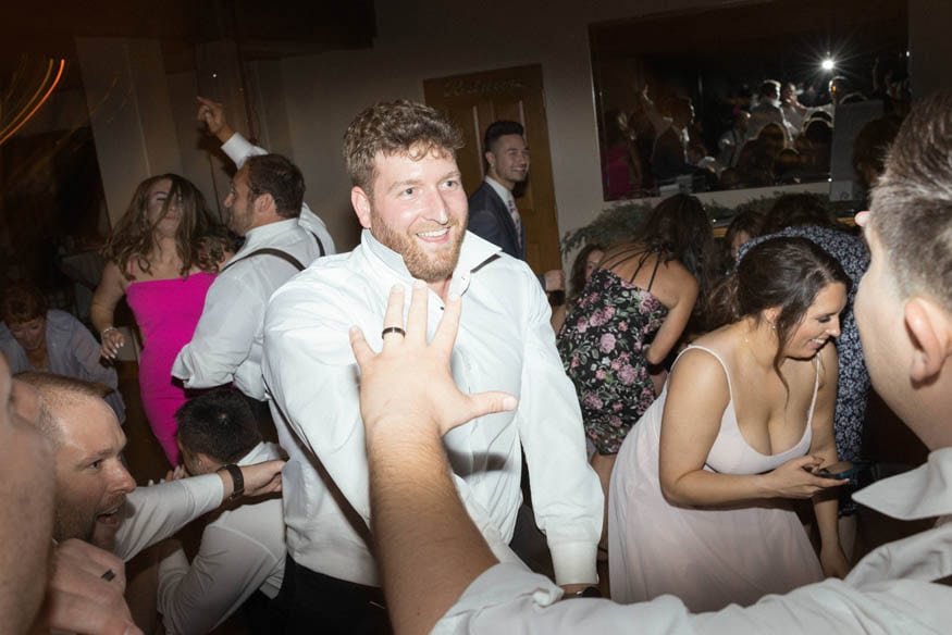 Guests dancing at Lambertville Inn wedding celebration