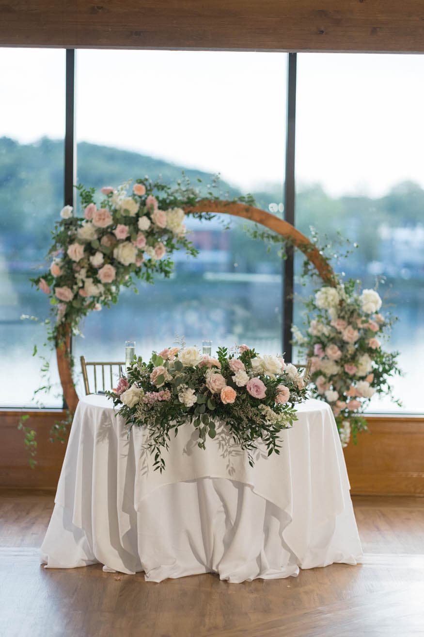 Floral centerpieces Lambertville Inn wedding reception