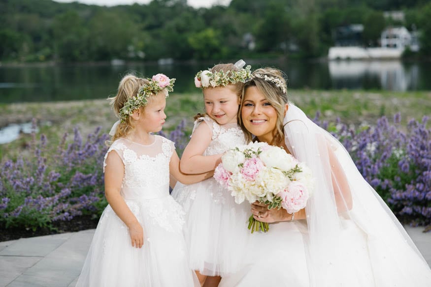 Flower girls with bride Lambertville Inn wedding
