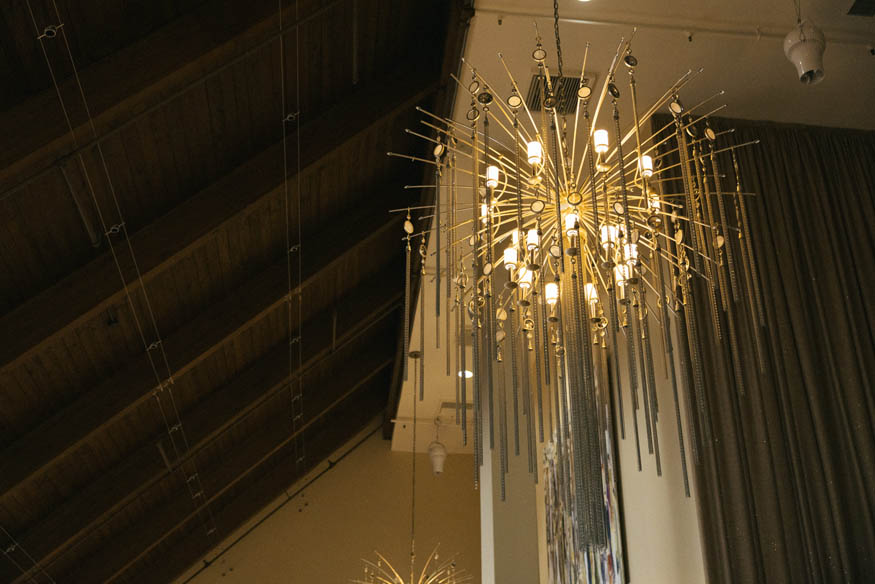 String lights Lambertville Inn wedding reception