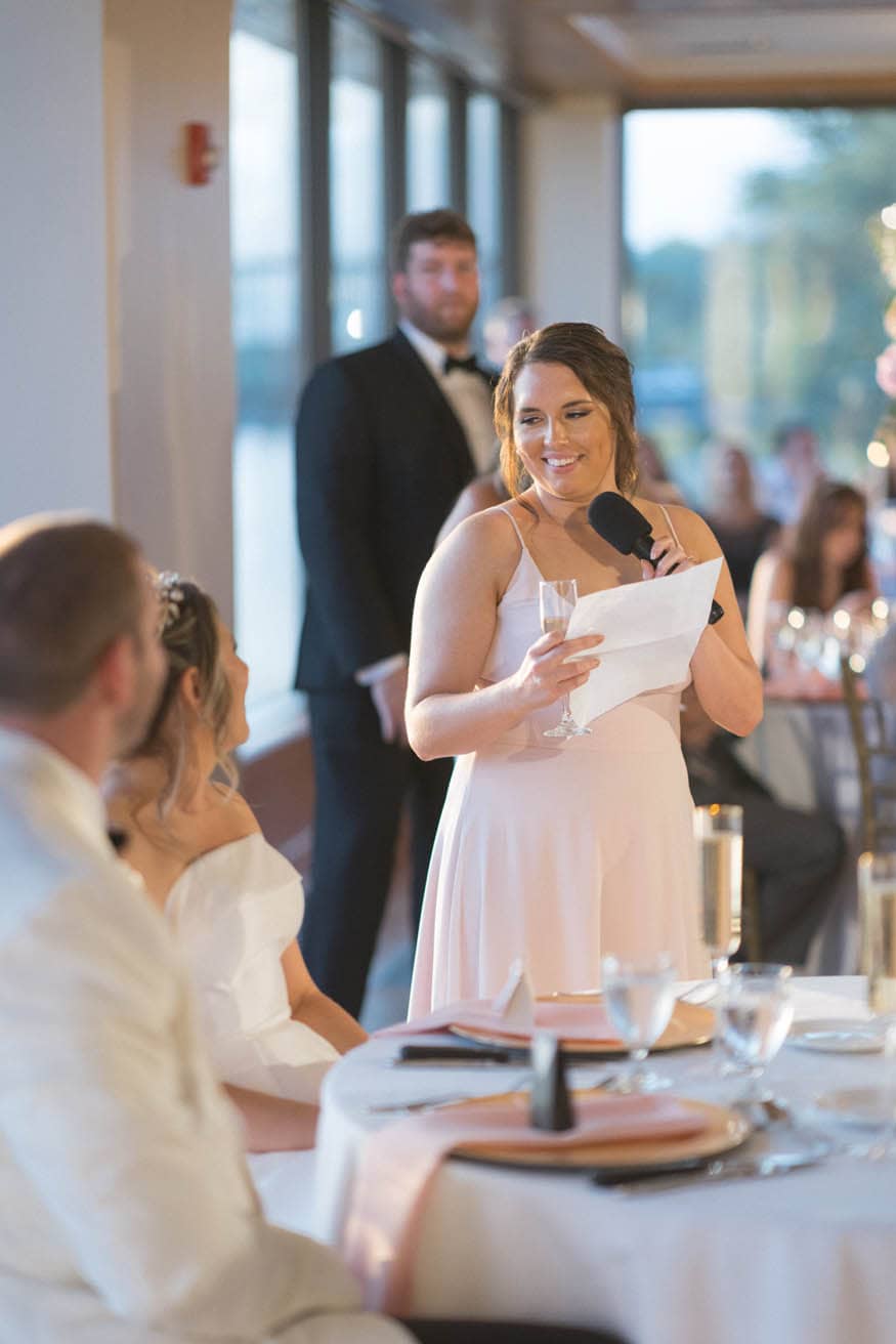 Maid of honor toast portrait Lambertville Inn wedding