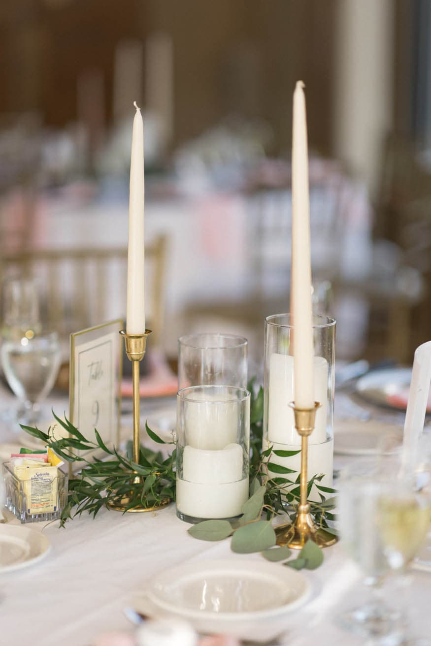 Candlelit dinner table Lambertville Inn wedding