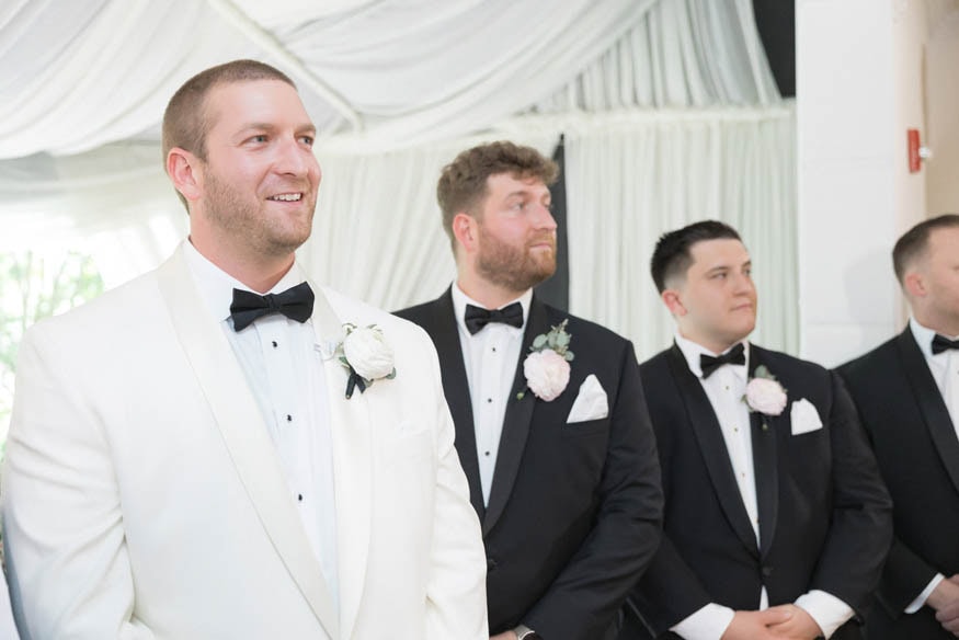 Ceremony Groom Reaction Lambrtville Inn Wedding Lambertville Inn